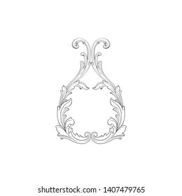 Baroque ornament with filigree in vector format for design frame, pattern. Vintage victorian or damask floral element.