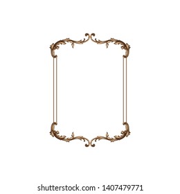 Baroque ornament with filigree in vector format for design frame, pattern. Vintage victorian or damask floral element.