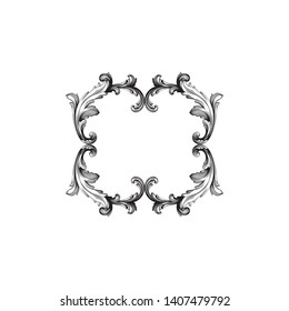 Baroque ornament with filigree in vector format for design frame, pattern. Vintage victorian or damask floral element.