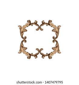 Baroque ornament with filigree in vector format for design frame, pattern. Vintage victorian or damask floral element.