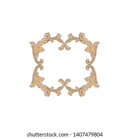 Baroque ornament with filigree in vector format for design frame, pattern. Vintage victorian or damask floral element.