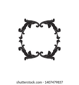 Baroque ornament with filigree in vector format for design frame, pattern. Vintage victorian or damask floral element.