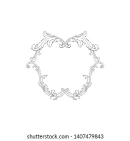 Baroque ornament with filigree in vector format for design frame, pattern. Vintage victorian or damask floral element.