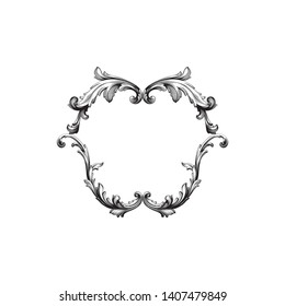 Baroque ornament with filigree in vector format for design frame, pattern. Vintage victorian or damask floral element.