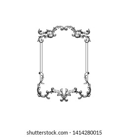 Baroque ornament with filigree in vector format for design frame, pattern. Vintage victorian or damask floral element.