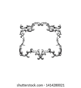 Baroque ornament with filigree in vector format for design frame, pattern. Vintage victorian or damask floral element.