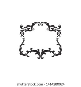 Baroque ornament with filigree in vector format for design frame, pattern. Vintage victorian or damask floral element.