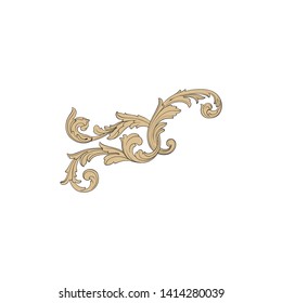 Baroque ornament with filigree in vector format for design frame, pattern. Vintage victorian or damask floral element.