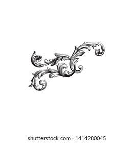 Baroque ornament with filigree in vector format for design frame, pattern. Vintage victorian or damask floral element.