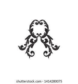 Baroque ornament with filigree in vector format for design frame, pattern. Vintage victorian or damask floral element.