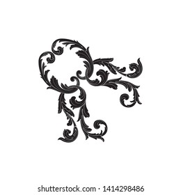 Baroque ornament with filigree in vector format for design frame, pattern. Vintage victorian or damask floral element.