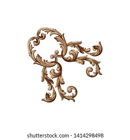 Baroque ornament with filigree in vector format for design frame, pattern. Vintage victorian or damask floral element.