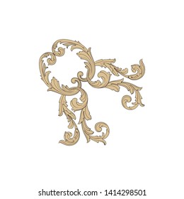 Baroque ornament with filigree in vector format for design frame, pattern. Vintage victorian or damask floral element.