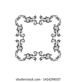 Baroque ornament with filigree in vector format for design frame, pattern. Vintage victorian or damask floral element.