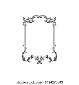 Baroque ornament with filigree in vector format for design frame, pattern. Vintage victorian or damask floral element.