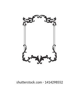 Baroque ornament with filigree in vector format for design frame, pattern. Vintage victorian or damask floral element.