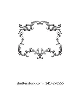 Baroque ornament with filigree in vector format for design frame, pattern. Vintage victorian or damask floral element.
