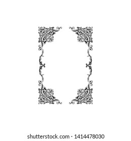 Baroque ornament with filigree in vector format for design frame, pattern. Vintage victorian or damask floral element.