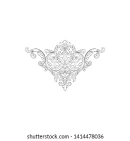 Baroque ornament with filigree in vector format for design frame, pattern. Vintage victorian or damask floral element.