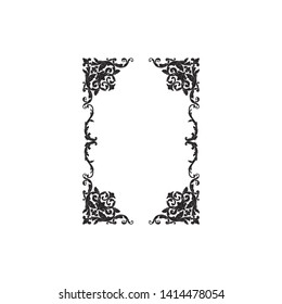 Baroque ornament with filigree in vector format for design frame, pattern. Vintage victorian or damask floral element.