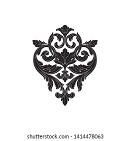 Ornamento barroco con filigre en formato vectorial para el marco de diseño, patrón. Vintage victoriano o elemento floral adamascado.