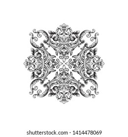 Baroque ornament with filigree in vector format for design frame, pattern. Vintage victorian or damask floral element.