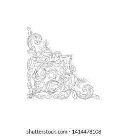 Baroque ornament with filigree in vector format for design frame, pattern. Vintage victorian or damask floral element.
