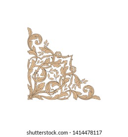 Baroque ornament with filigree in vector format for design frame, pattern. Vintage victorian or damask floral element.