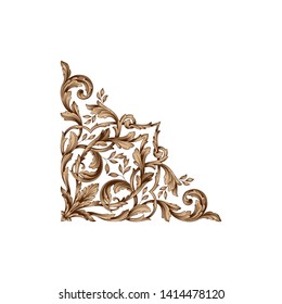 Baroque ornament with filigree in vector format for design frame, pattern. Vintage victorian or damask floral element.