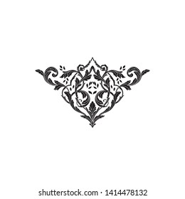 Baroque ornament with filigree in vector format for design frame, pattern. Vintage victorian or damask floral element.