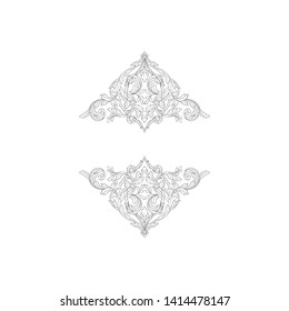 Baroque ornament with filigree in vector format for design frame, pattern. Vintage victorian or damask floral element.