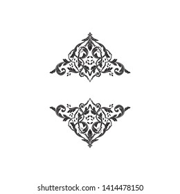 Baroque ornament with filigree in vector format for design frame, pattern. Vintage victorian or damask floral element.