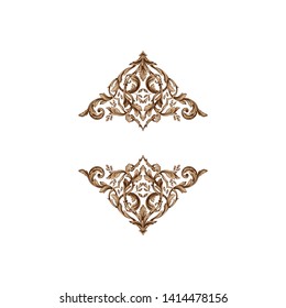 Baroque ornament with filigree in vector format for design frame, pattern. Vintage victorian or damask floral element.