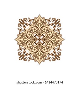 Baroque ornament with filigree in vector format for design frame, pattern. Vintage victorian or damask floral element.