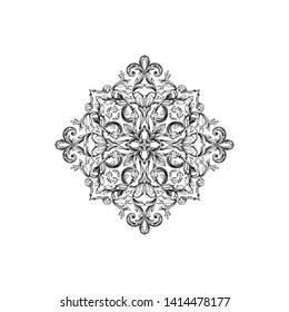 Baroque ornament with filigree in vector format for design frame, pattern. Vintage victorian or damask floral element.