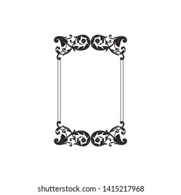 Baroque ornament with filigree in vector format for design frame, pattern. Vintage victorian or damask floral element. 