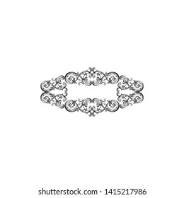 Baroque ornament with filigree in vector format for design frame, pattern. Vintage victorian or damask floral element. 