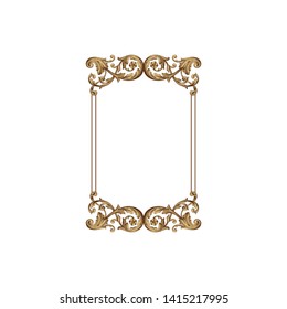 Baroque ornament with filigree in vector format for design frame, pattern. Vintage victorian or damask floral element. 