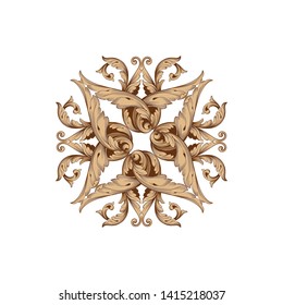 Baroque ornament with filigree in vector format for design frame, pattern. Vintage victorian or damask floral element. 