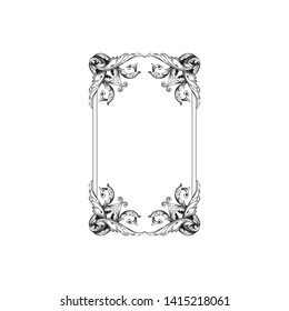 Baroque ornament with filigree in vector format for design frame, pattern. Vintage victorian or damask floral element. 