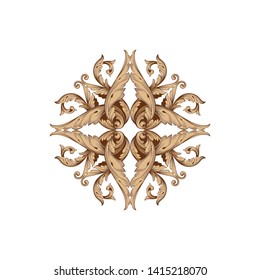 Baroque ornament with filigree in vector format for design frame, pattern. Vintage victorian or damask floral element. 