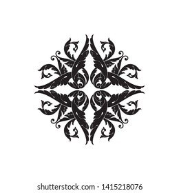 Baroque ornament with filigree in vector format for design frame, pattern. Vintage victorian or damask floral element. 