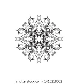 Baroque ornament with filigree in vector format for design frame, pattern. Vintage victorian or damask floral element. 