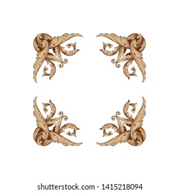 Baroque ornament with filigree in vector format for design frame, pattern. Vintage victorian or damask floral element. 