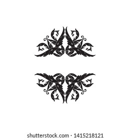 Baroque ornament with filigree in vector format for design frame, pattern. Vintage victorian or damask floral element. 