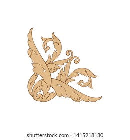 Baroque ornament with filigree in vector format for design frame, pattern. Vintage victorian or damask floral element. 