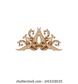 Baroque ornament with filigree in vector format for design frame, pattern. Vintage victorian or damask floral element. 
