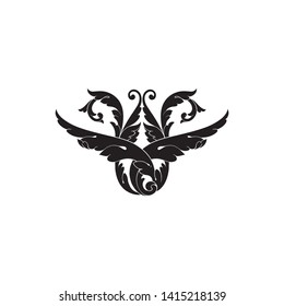 Baroque ornament with filigree in vector format for design frame, pattern. Vintage victorian or damask floral element. 