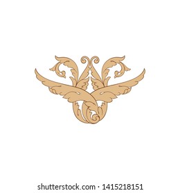 Baroque ornament with filigree in vector format for design frame, pattern. Vintage victorian or damask floral element. 