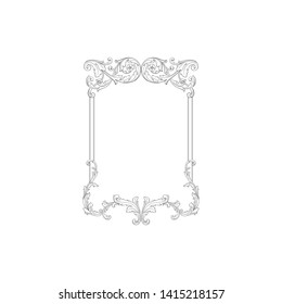 Baroque ornament with filigree in vector format for design frame, pattern. Vintage victorian or damask floral element. 
